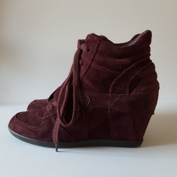 burgundy wedge sneakers